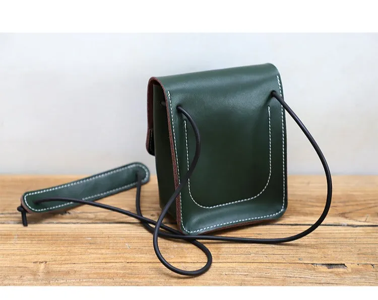 Cute Brown LEATHER Small Side Bag Handmade WOMEN Phone Crossbody BAG Purse FOR WOMEN