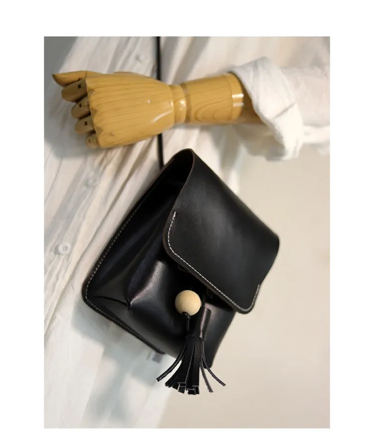 Cute Brown LEATHER Small Side Bag Handmade WOMEN Phone Crossbody BAG Purse FOR WOMEN