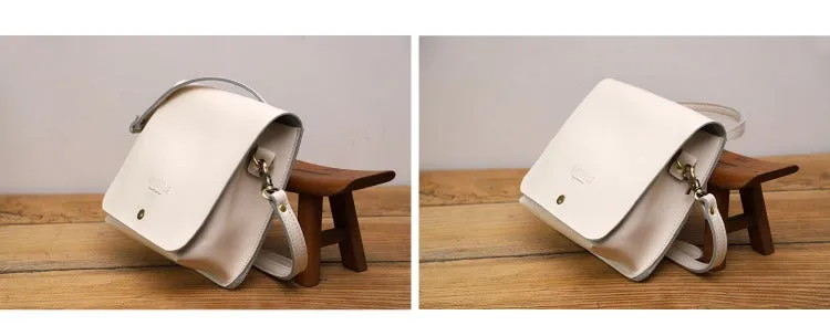 Cute Brown LEATHER Square Side Bag Handmade WOMEN Phone Crossbody BAG Purse FOR WOMEN