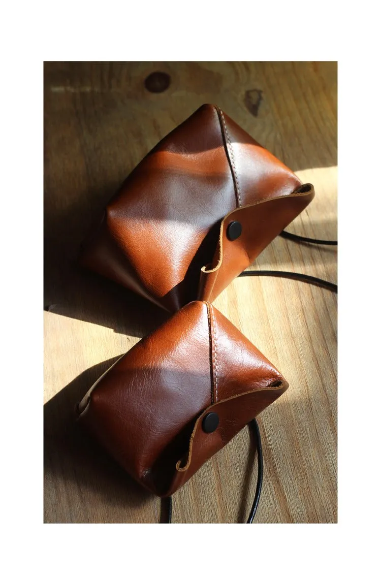 Cute LEATHER Mini Side Bag Brown Handmade WOMEN Crossbody BAG Phone Purse FOR WOMEN