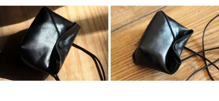Cute LEATHER Mini Side Bag Brown Handmade WOMEN Crossbody BAG Phone Purse FOR WOMEN