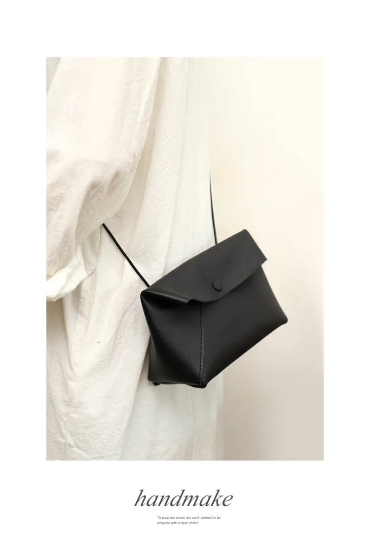 Cute LEATHER Mini Side Bag Brown Handmade WOMEN Crossbody BAG Phone Purse FOR WOMEN