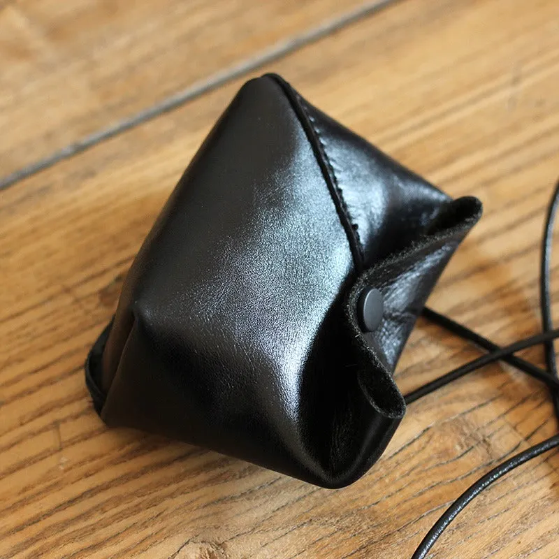 Cute LEATHER Mini Side Bag Brown Handmade WOMEN Crossbody BAG Phone Purse FOR WOMEN