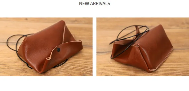 Cute LEATHER Mini Side Bag Brown Handmade WOMEN Crossbody BAG Phone Purse FOR WOMEN