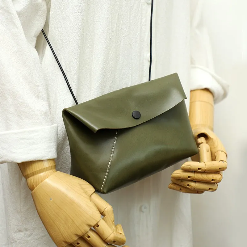 Cute LEATHER Mini Side Bag Brown Handmade WOMEN Crossbody BAG Phone Purse FOR WOMEN