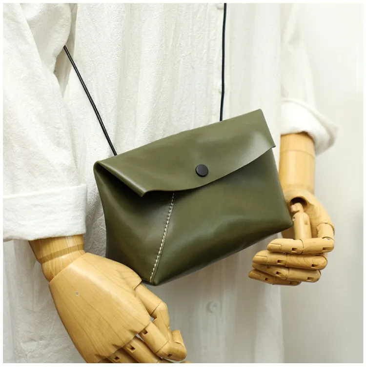 Cute LEATHER Mini Side Bag Brown Handmade WOMEN Crossbody BAG Phone Purse FOR WOMEN