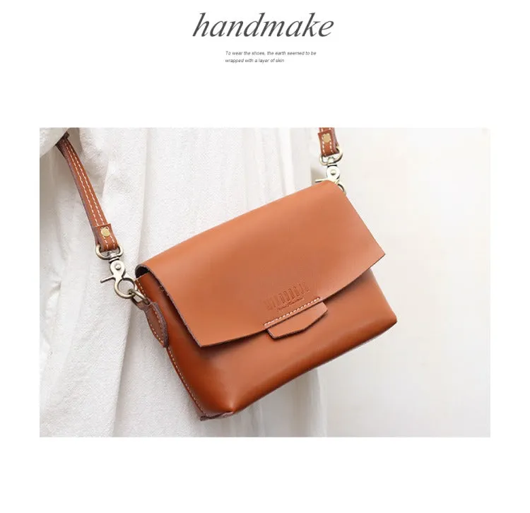 Cute LEATHER Small Side Bag Brown WOMEN SHOULDER BAG Small Handmade Crossbody Purse FOR WOMEN