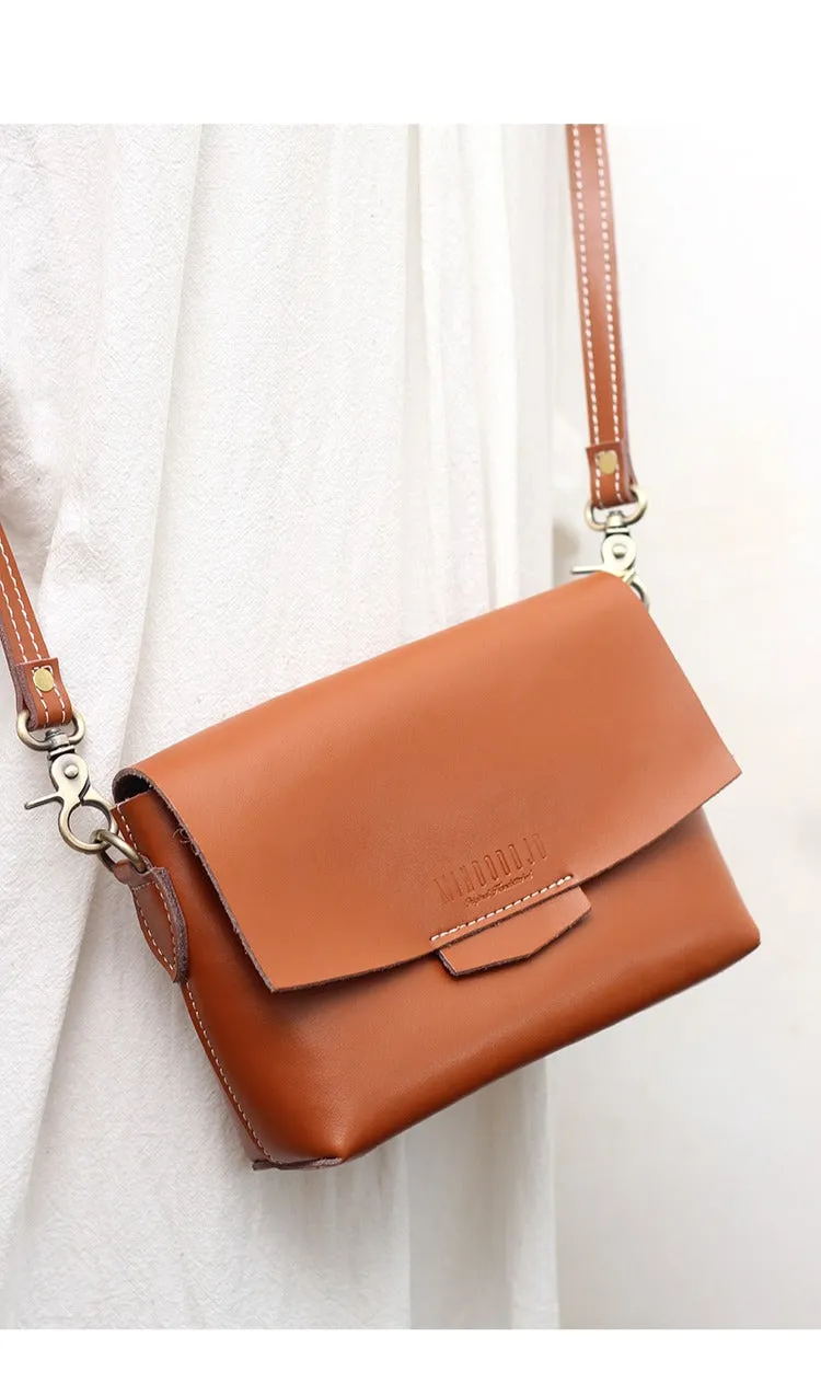 Cute LEATHER Small Side Bag Brown WOMEN SHOULDER BAG Small Handmade Crossbody Purse FOR WOMEN