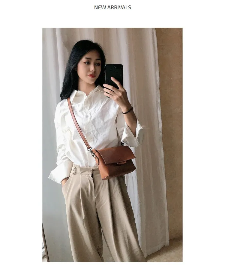Cute LEATHER Small Side Bag Brown WOMEN SHOULDER BAG Small Handmade Crossbody Purse FOR WOMEN
