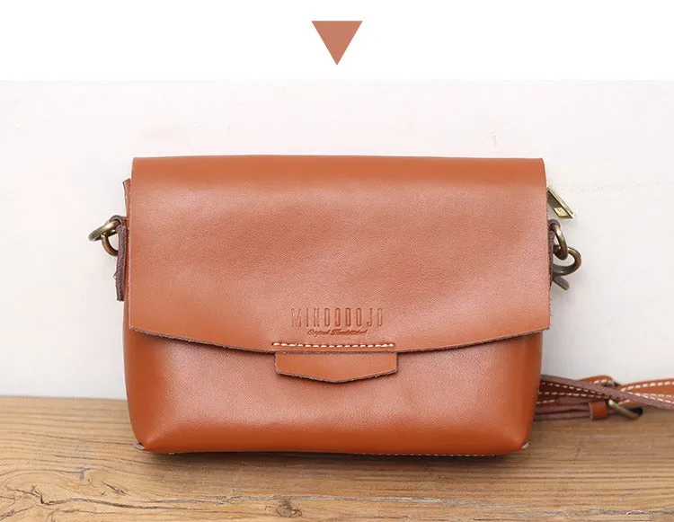 Cute LEATHER Small Side Bag Brown WOMEN SHOULDER BAG Small Handmade Crossbody Purse FOR WOMEN