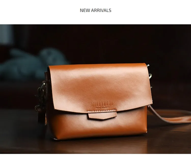 Cute LEATHER Small Side Bag Brown WOMEN SHOULDER BAG Small Handmade Crossbody Purse FOR WOMEN
