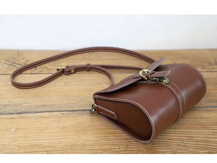Cute LEATHER Small Side Bag Coffee WOMEN SHOULDER BAG Small Crossbody Purse FOR WOMEN