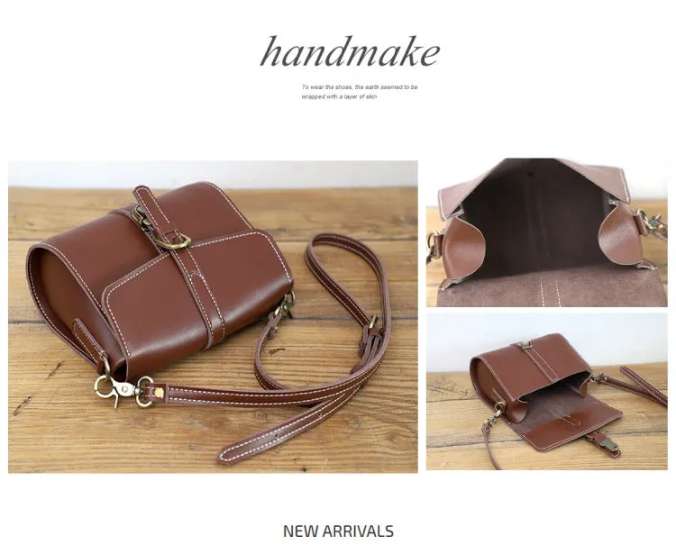 Cute LEATHER Small Side Bag Coffee WOMEN SHOULDER BAG Small Crossbody Purse FOR WOMEN