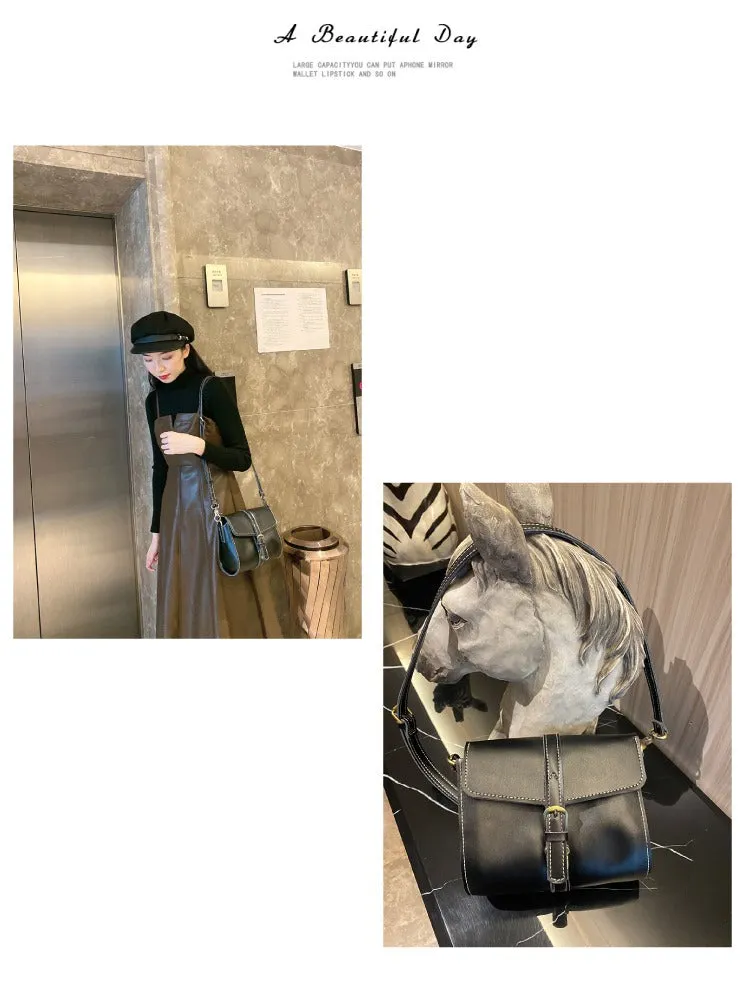 Cute LEATHER Small Side Bag Coffee WOMEN SHOULDER BAG Small Crossbody Purse FOR WOMEN