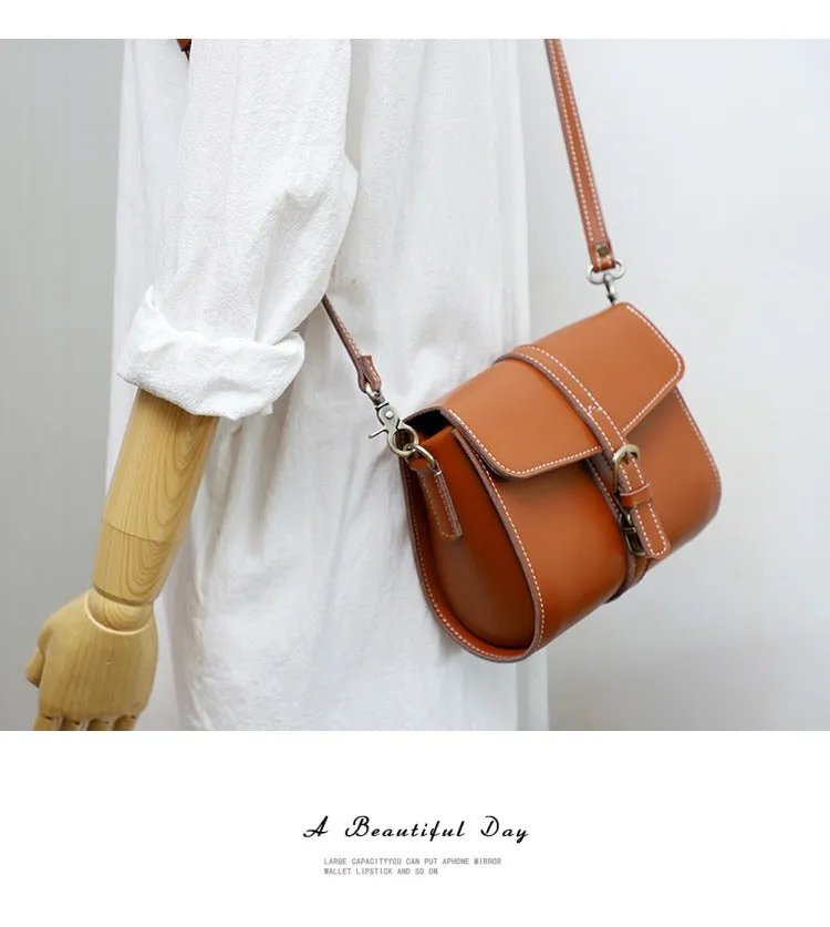 Cute LEATHER Small Side Bag Coffee WOMEN SHOULDER BAG Small Crossbody Purse FOR WOMEN