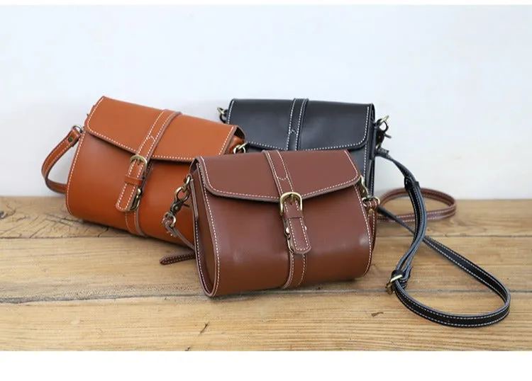 Cute LEATHER Small Side Bag Coffee WOMEN SHOULDER BAG Small Crossbody Purse FOR WOMEN