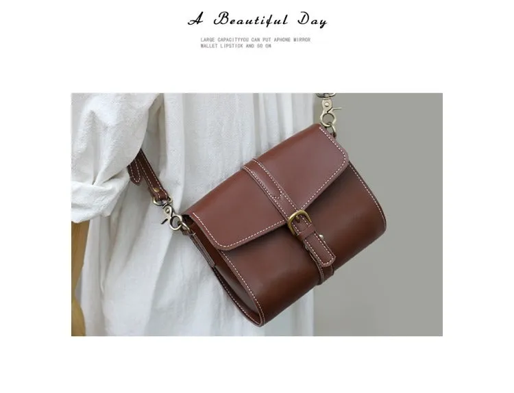 Cute LEATHER Small Side Bag Coffee WOMEN SHOULDER BAG Small Crossbody Purse FOR WOMEN