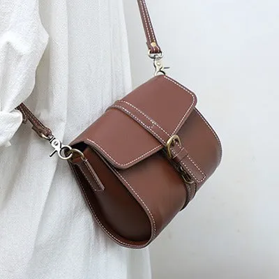Cute LEATHER Small Side Bag Coffee WOMEN SHOULDER BAG Small Crossbody Purse FOR WOMEN