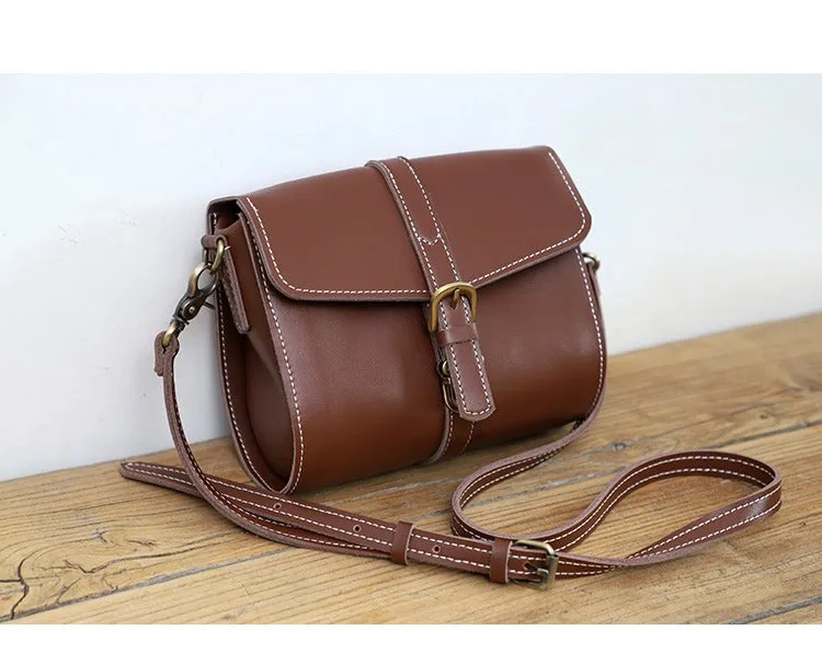 Cute LEATHER Small Side Bag Coffee WOMEN SHOULDER BAG Small Crossbody Purse FOR WOMEN