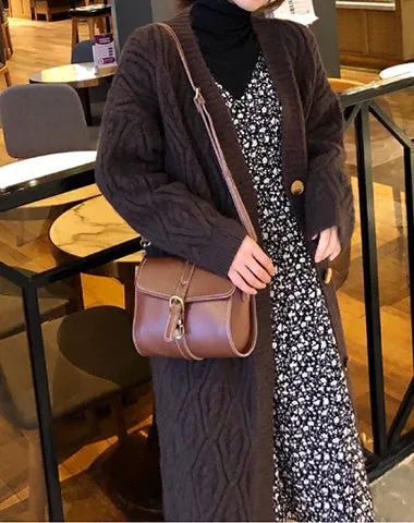 Cute LEATHER Small Side Bag Coffee WOMEN SHOULDER BAG Small Crossbody Purse FOR WOMEN