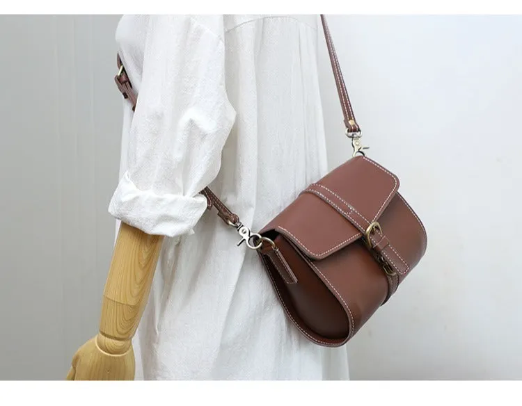 Cute LEATHER Small Side Bag Coffee WOMEN SHOULDER BAG Small Crossbody Purse FOR WOMEN
