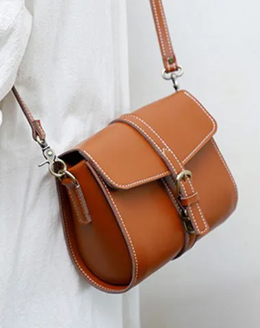 Cute LEATHER Small Side Bag Coffee WOMEN SHOULDER BAG Small Crossbody Purse FOR WOMEN
