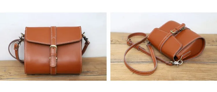 Cute LEATHER Small Side Bag Coffee WOMEN SHOULDER BAG Small Crossbody Purse FOR WOMEN