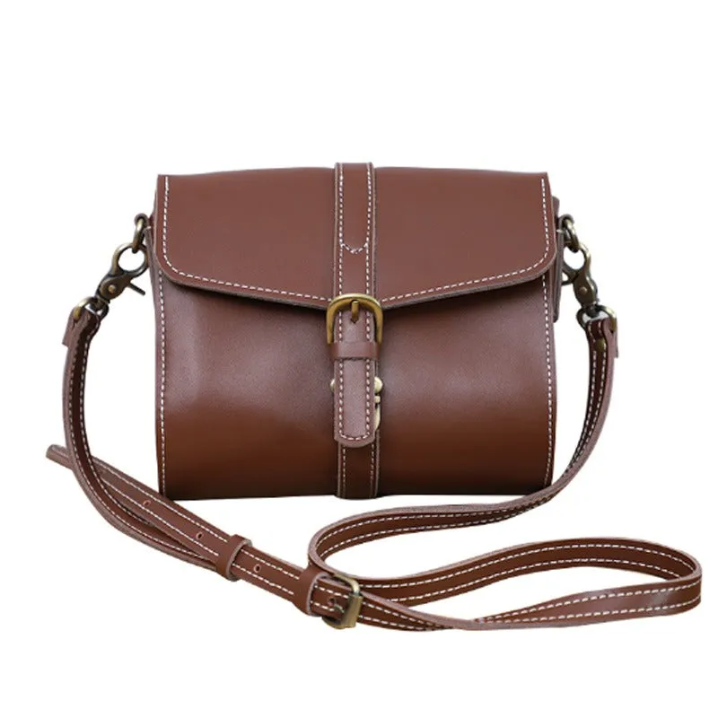 Cute LEATHER Small Side Bag Coffee WOMEN SHOULDER BAG Small Crossbody Purse FOR WOMEN
