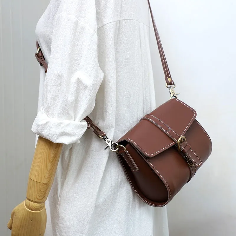 Cute LEATHER Small Side Bag Coffee WOMEN SHOULDER BAG Small Crossbody Purse FOR WOMEN