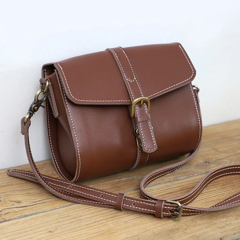 Cute LEATHER Small Side Bag Coffee WOMEN SHOULDER BAG Small Crossbody Purse FOR WOMEN