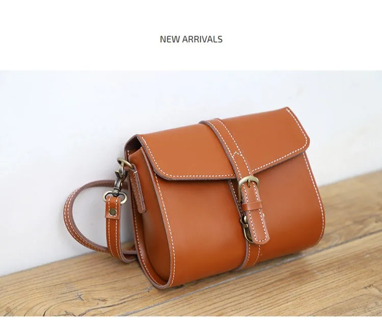 Cute LEATHER Small Side Bag Coffee WOMEN SHOULDER BAG Small Crossbody Purse FOR WOMEN