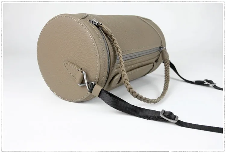 Cute Womens Green Leather Bucket Shoulder Purse Barrel Crossbody Bag Purse for Ladies