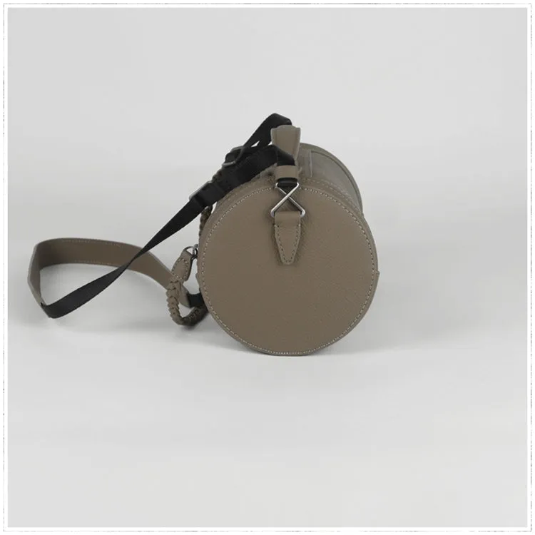 Cute Womens Green Leather Bucket Shoulder Purse Barrel Crossbody Bag Purse for Ladies