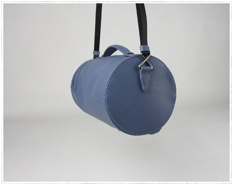 Cute Womens Green Leather Bucket Shoulder Purse Barrel Crossbody Bag Purse for Ladies