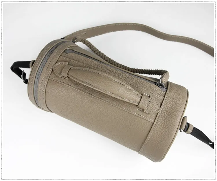 Cute Womens Green Leather Bucket Shoulder Purse Barrel Crossbody Bag Purse for Ladies