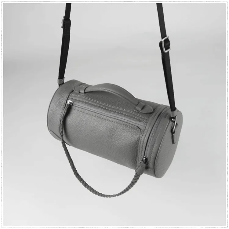 Cute Womens Green Leather Bucket Shoulder Purse Barrel Crossbody Bag Purse for Ladies
