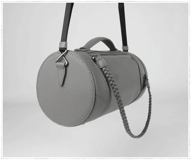 Cute Womens Green Leather Bucket Shoulder Purse Barrel Crossbody Bag Purse for Ladies