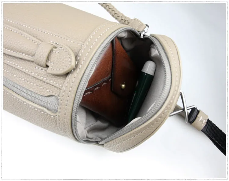 Cute Womens Green Leather Bucket Shoulder Purse Barrel Crossbody Bag Purse for Ladies