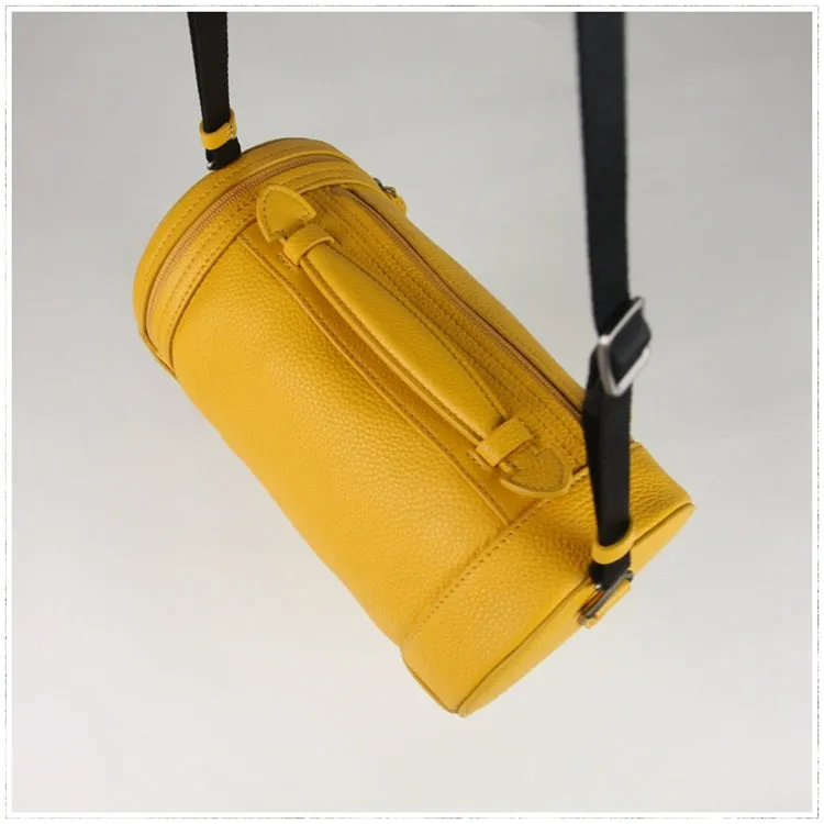 Cute Womens Green Leather Bucket Shoulder Purse Barrel Crossbody Bag Purse for Ladies