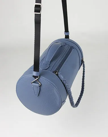 Cute Womens Green Leather Bucket Shoulder Purse Barrel Crossbody Bag Purse for Ladies