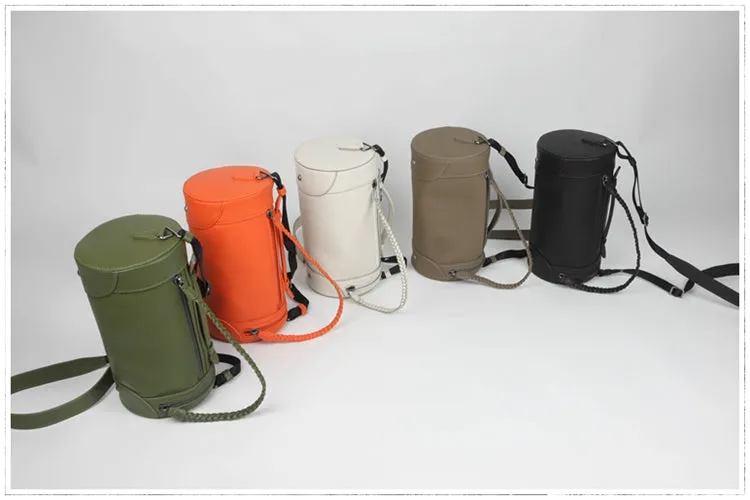 Cute Womens Green Leather Bucket Shoulder Purse Barrel Crossbody Bag Purse for Ladies