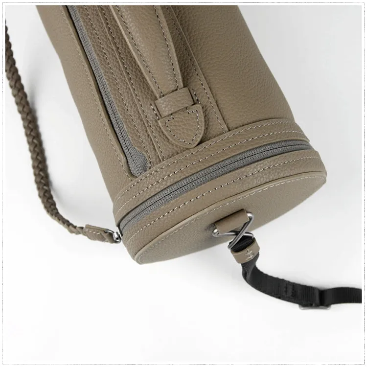 Cute Womens Green Leather Bucket Shoulder Purse Barrel Crossbody Bag Purse for Ladies