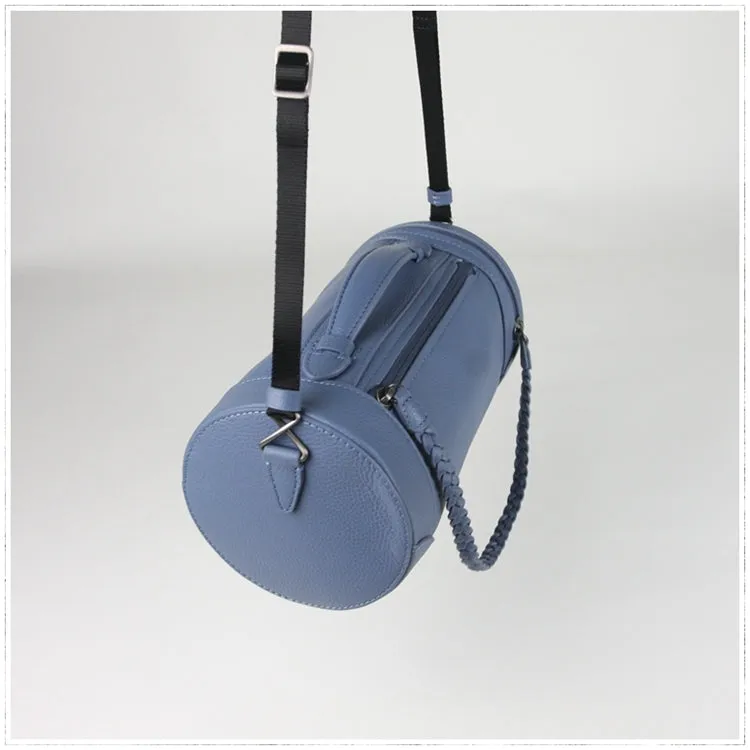 Cute Womens Green Leather Bucket Shoulder Purse Barrel Crossbody Bag Purse for Ladies