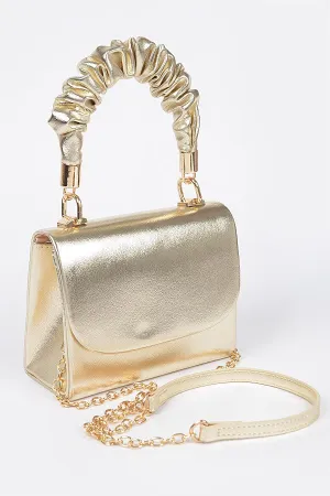 DAMONA BAG/HPC5752 Gold Faux Leather Top Handle Purse