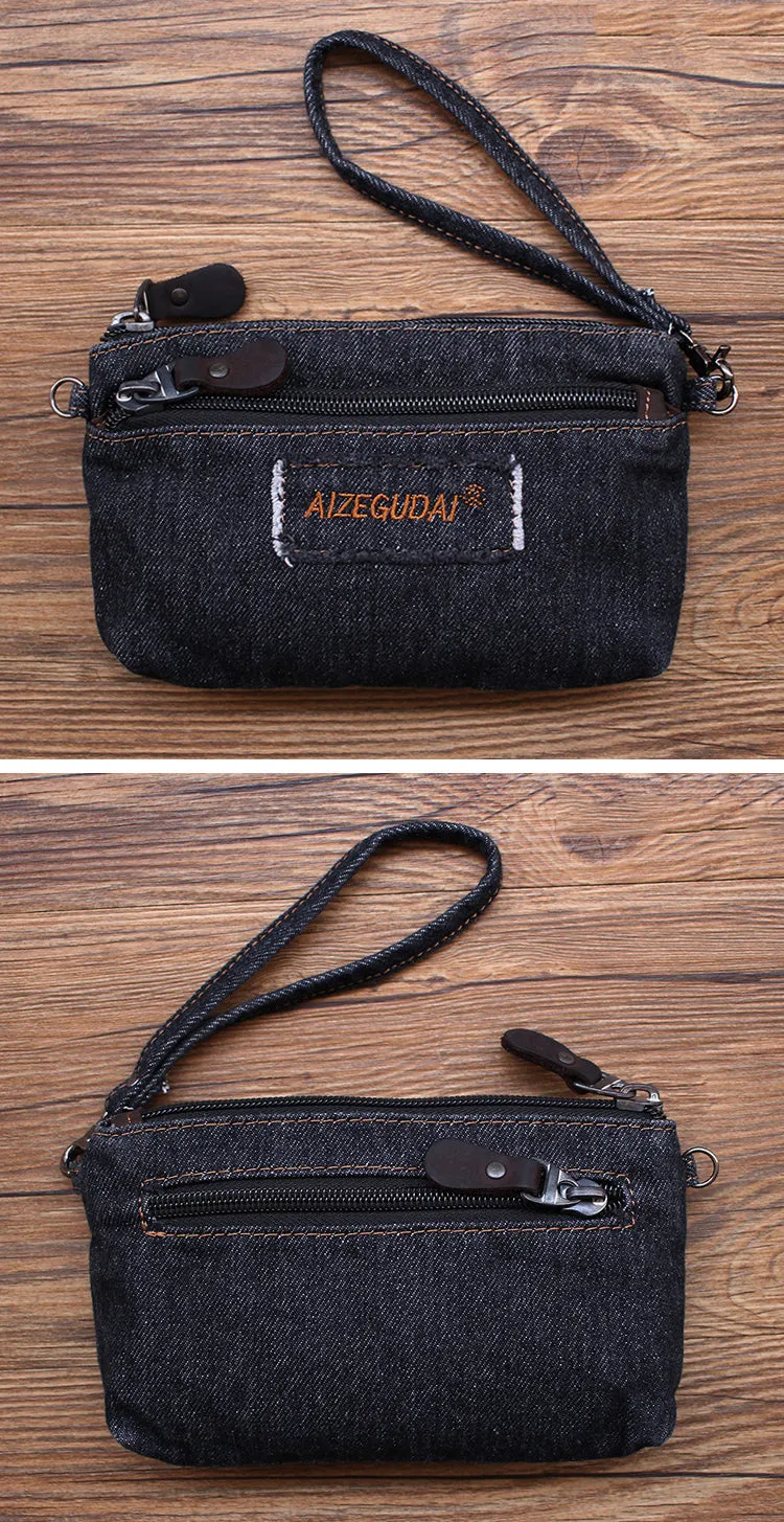 Denim Crossbody Phone Purse Womens Denim Shoulder Bag Small Wristlet Purse
