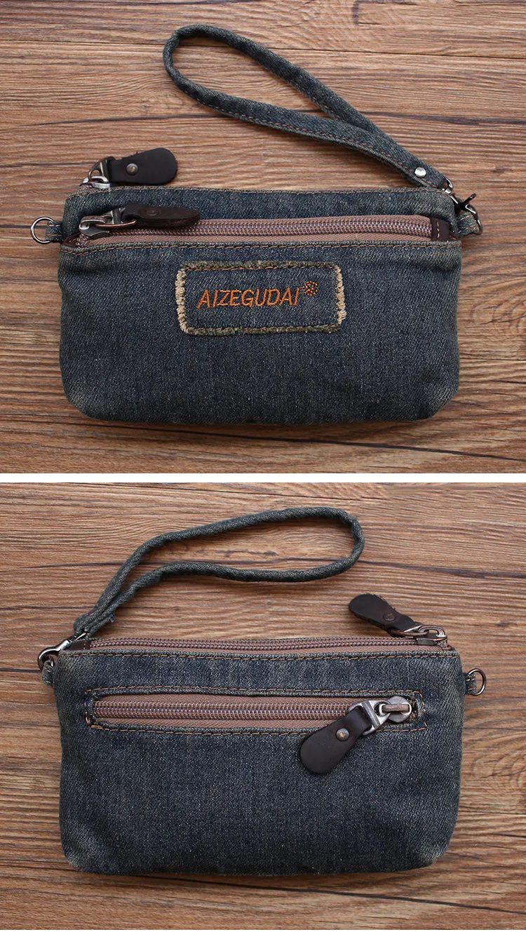 Denim Crossbody Phone Purse Womens Denim Shoulder Bag Small Wristlet Purse