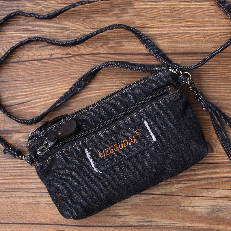 Denim Crossbody Phone Purse Womens Denim Shoulder Bag Small Wristlet Purse