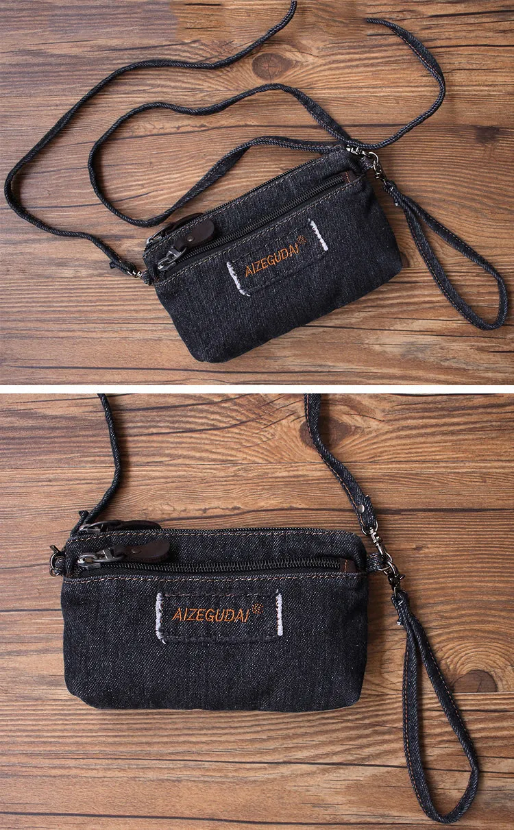Denim Crossbody Phone Purse Womens Denim Shoulder Bag Small Wristlet Purse