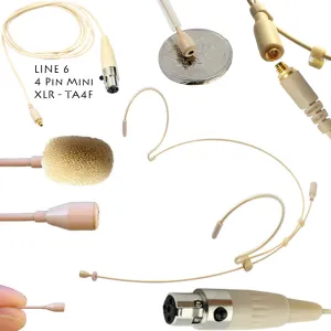 Double Ear Hook Microphone for JTS Body Pack Transmitter 4 Pin Mini XLR TA4F