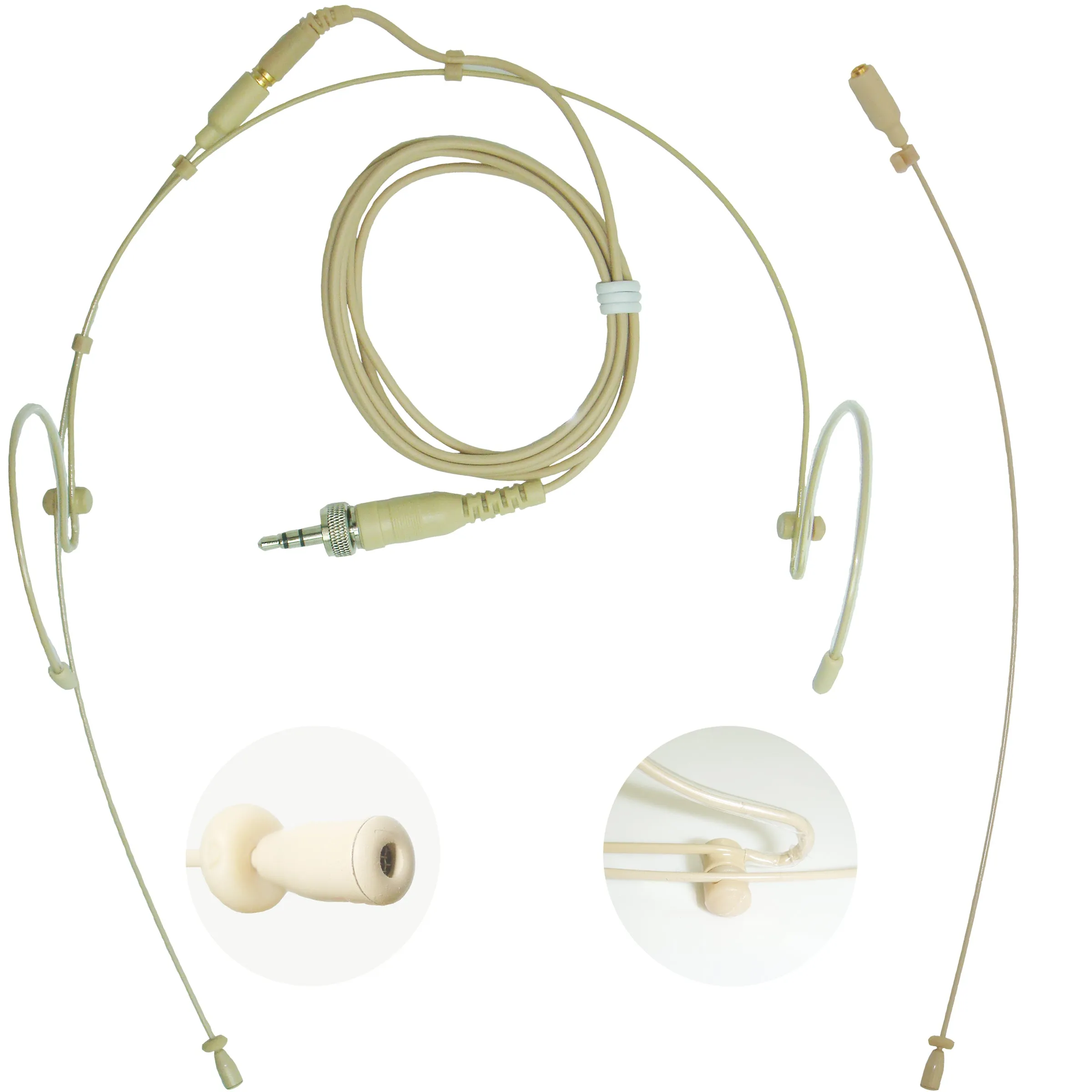 Double Ear Hook Microphone for Trantec Lemo 4, 3.5mm Jack, 4 Pin Mini XLR Transmitters